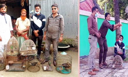 শাহজাদপুরে খাঁচায় বন্দি ৮টি পাখি খোলা আকাশে অবমুক্ত