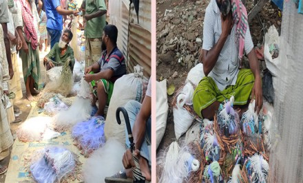 শাহজাদপুর তালগাছী হাটে নিষিদ্ধ কারেন্ট জালের জমজমাট ব্যবসা