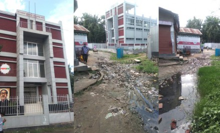 শাহজাদপুরে মুক্তিযোদ্ধা কমপ্লেক্সের সামনের রাস্তাটার বেহাল অবস্থা