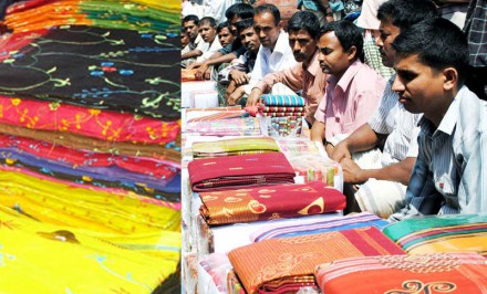 শাহজাদপুরে উৎপাদিত শাড়ি দেশে বৈশাখী শাড়ির চাহিদা মেটাচ্ছে