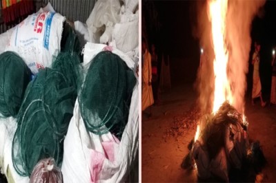 শাহজাদপুরে ২ লক্ষাধিক টাকার নিষিদ্ধ চায়না দোয়ার জাল ধ্বংস